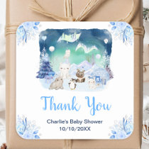 Northern Lights Animals Baby Shower Thank You Square Sticker