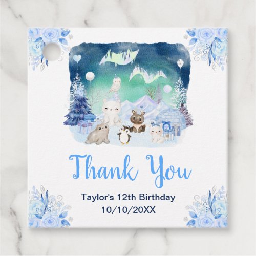 Northern Lights Animals Birthday Party Thank You Favor Tags