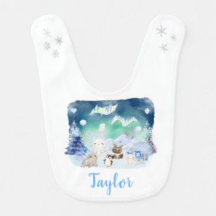 Northern Lights Arctic Animals Baby Bib