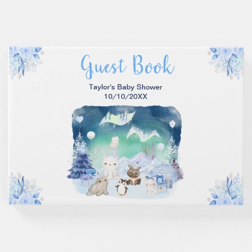 Northern Lights Arctic Animals Baby Shower Guest Book