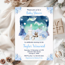 Northern Lights Arctic Animals Baby Shower Invitation