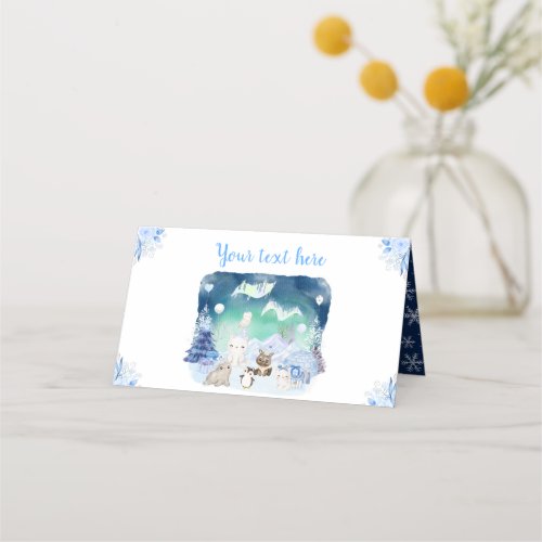 Northern Lights Arctic Animals Baby Shower Place Card