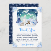 Northern Lights Arctic Animals Baby Shower Thank You Card