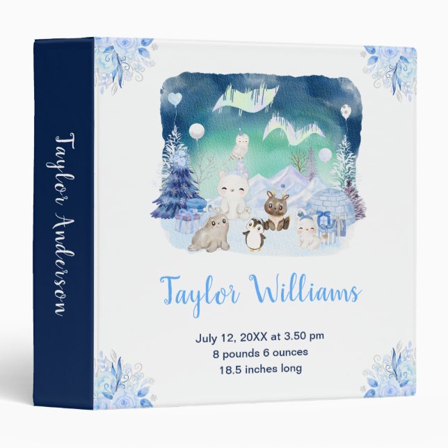 Northern Lights Arctic Animals Birth Statistics 3 Ring Binder (Front/Spine)