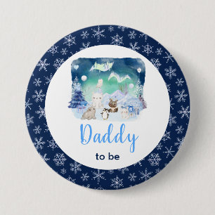 Northern Lights Arctic Animals Daddy To Be Button
