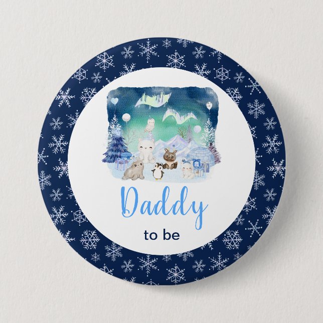 Northern Lights Arctic Animals Daddy To Be Button (Front)