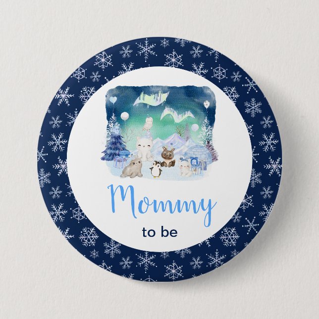 Northern Lights Arctic Animals Mommy To Be Button (Front)