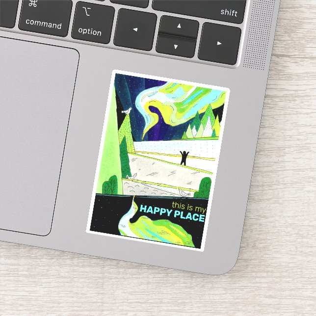 Northern Lights Art This is my Happy Place Sticker (Detail)