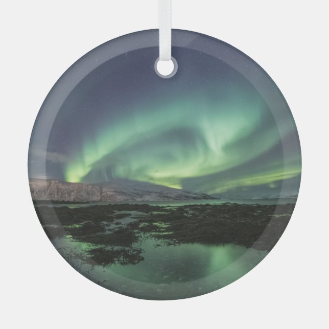 Northern Lights Astro Photo Glass Ornament (Front)