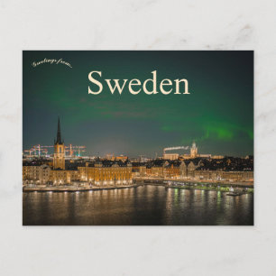 Northern Lights at Stockholm Sweden Postcard