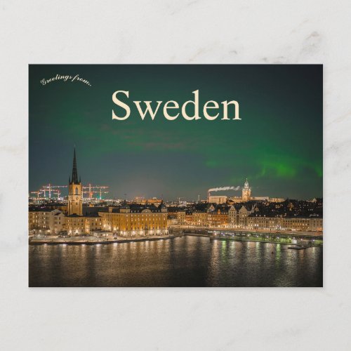 Northern Lights at Stockholm Sweden Postcard