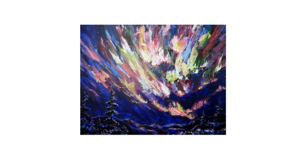 Northern Lights Aurora Abstract Art Painting Postcard Zazzle Com
