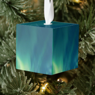 Northern Lights Aurora Borealis Alaska Stars Cube Ornament