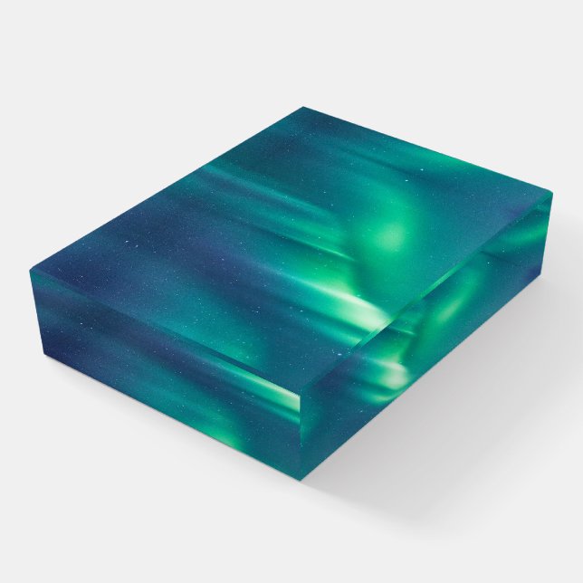 Northern Lights Aurora Borealis Alaska Stars Paperweight (Angled)