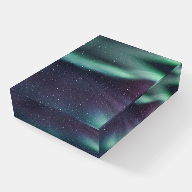 Northern Lights Aurora Borealis Alaska Stars Paperweight (Angled)