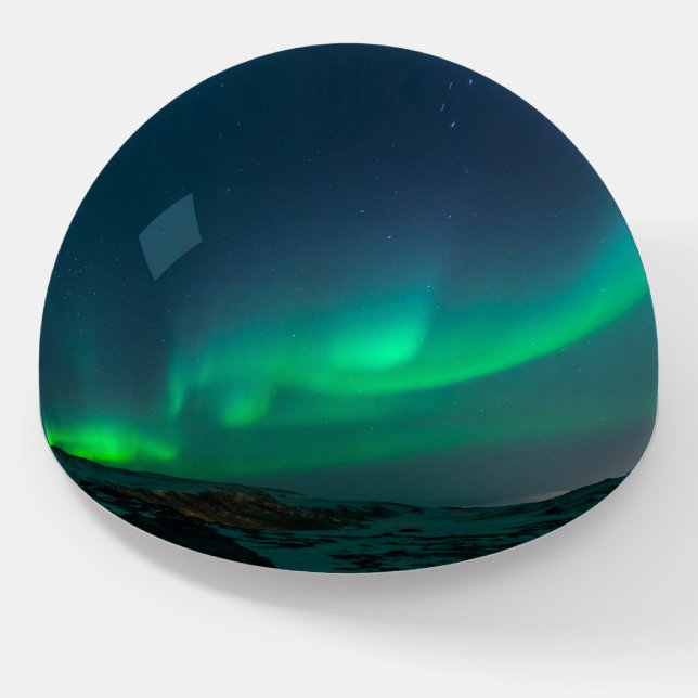 Northern Lights Aurora Borealis Alaska Stars Paperweight (Angled)