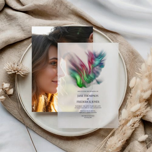 Northern Lights Aurora Borealis Elegant Wedding Vellum Invitations