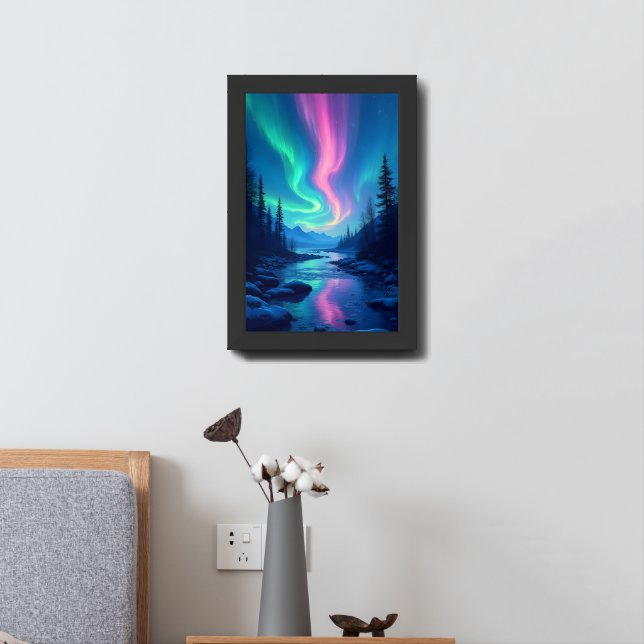 Northern Lights Aurora Borealis Framed Art (Bedside)