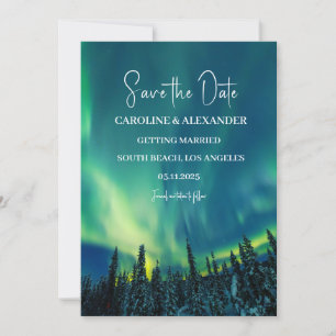 Northern Lights Aurora Borealis Galaxy Sky Wedding Save The Date