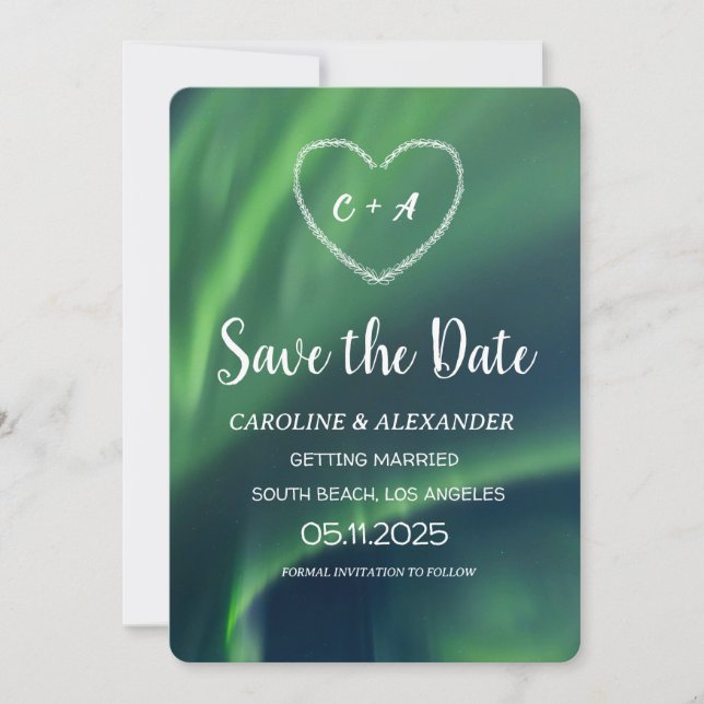 Northern Lights Aurora Borealis Galaxy Sky Wedding Save The Date (Front)