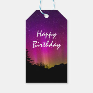 Northern Lights Aurora Borealis Happy Birthday Gift Tags