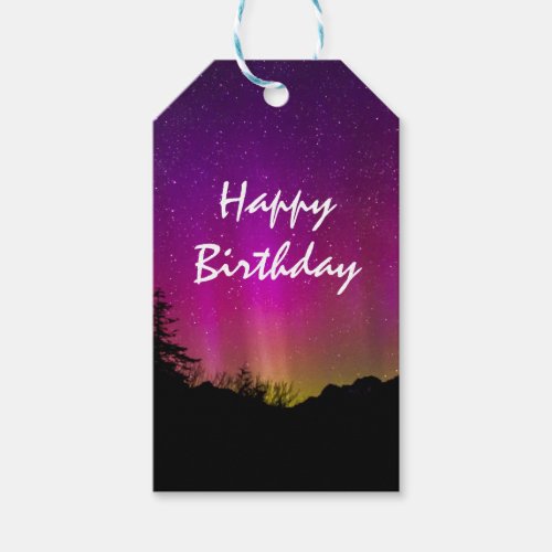 Northern Lights Aurora Borealis Happy Birthday Gift Tags