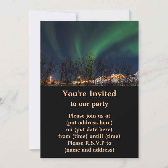 Northern Lights - Aurora Borealis Iceland Invitation (Front)