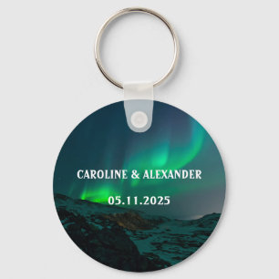 Northern Lights Aurora Borealis Night Sky Wedding Keychain