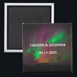 Northern Lights Aurora Borealis Night Sky Wedding  Magnet<br><div class="desc">Northern lights,  Aurora Borealis Wedding magnet. Night sky,  stars,  mountain magnet. Personalize with your Names and the date of the Wedding.</div>