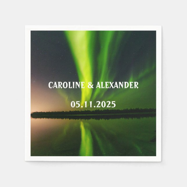 Northern Lights Aurora Borealis Night Sky Wedding  Napkins (Front)