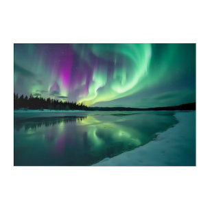 Northern Lights Aurora Borealis Over Frozen Lake Acrylic Print