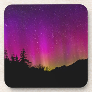 Northern Lights Aurora Borealis Starry Night Sky Beverage Coaster