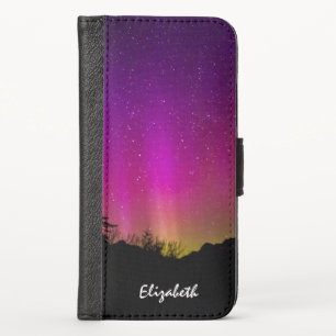 Northern Lights Aurora Borealis Starry Night Sky iPhone X Wallet Case