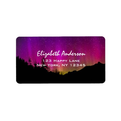Northern Lights Aurora Borealis Starry Night Sky Label