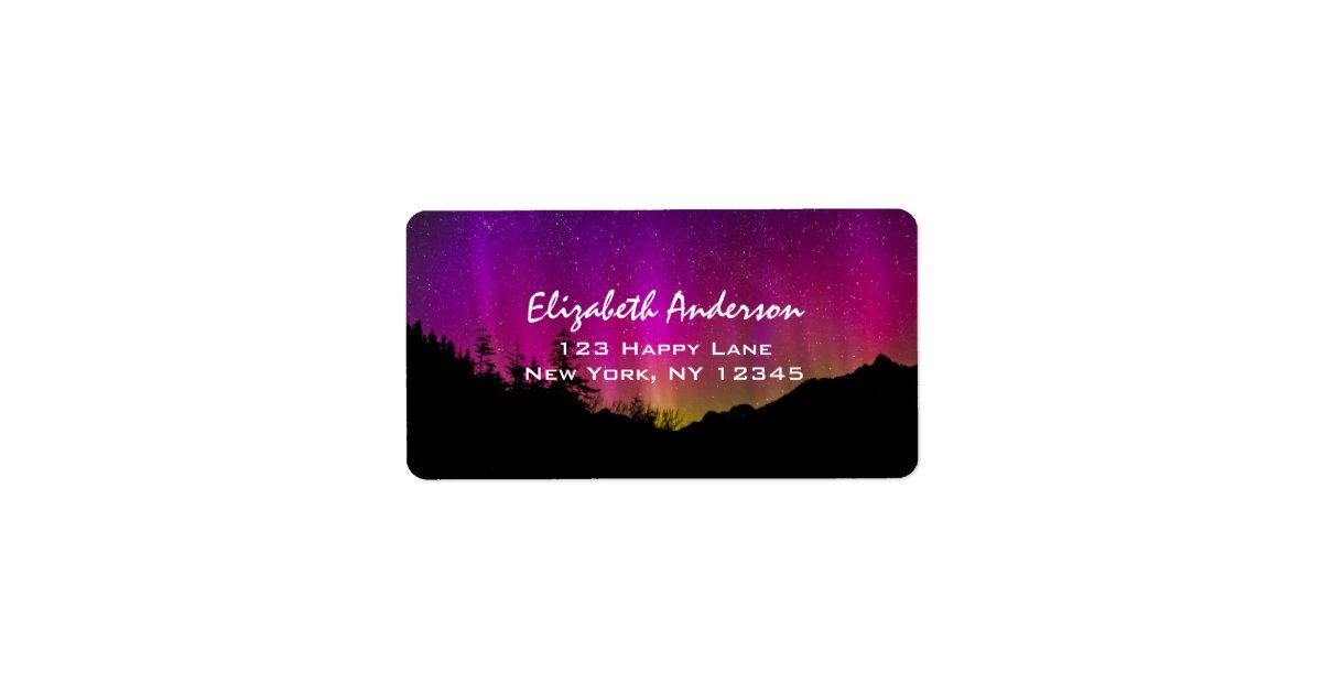 Northern Lights Aurora Borealis Starry Night Sky Label | Zazzle