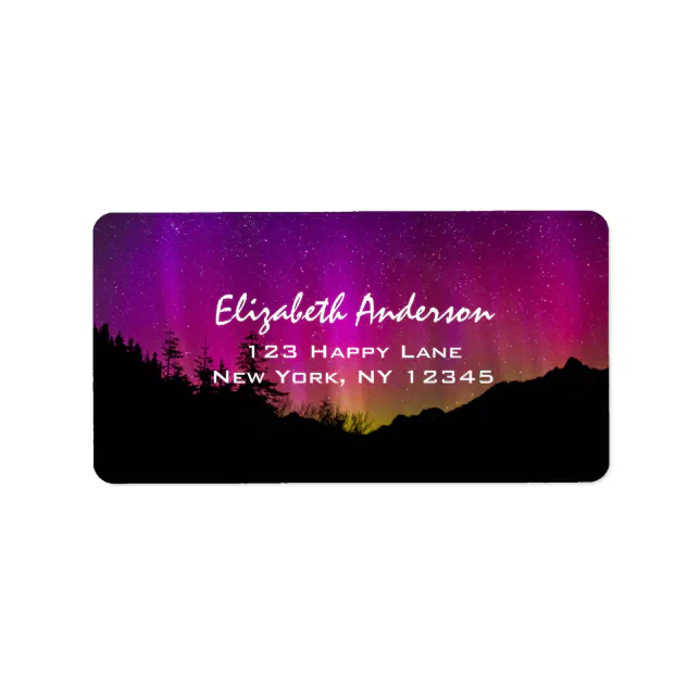 Northern Lights Aurora Borealis Starry Night Sky Label | Zazzle