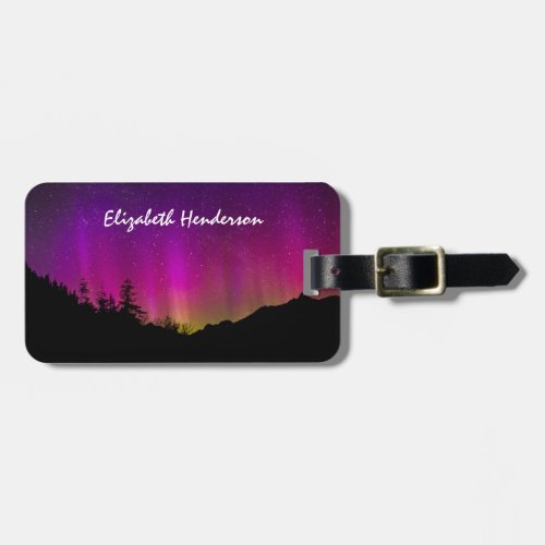 Northern Lights Aurora Borealis Starry Night Sky Luggage Tag