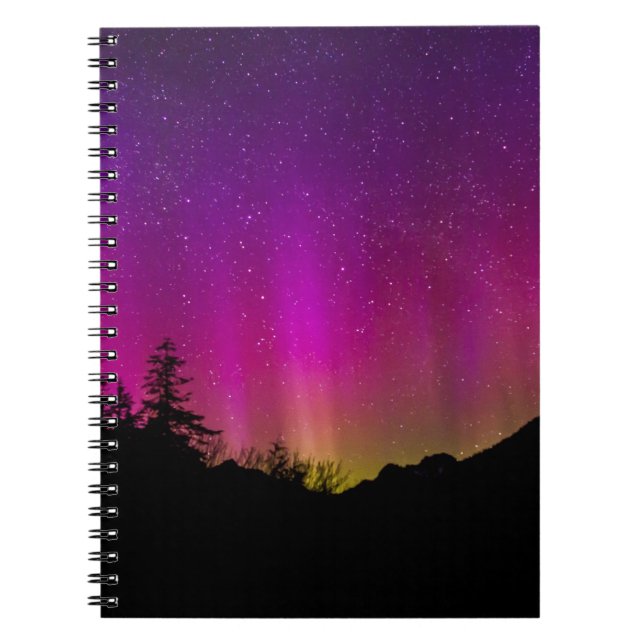 Northern Lights Aurora Borealis Starry Night Sky Notebook (Front)