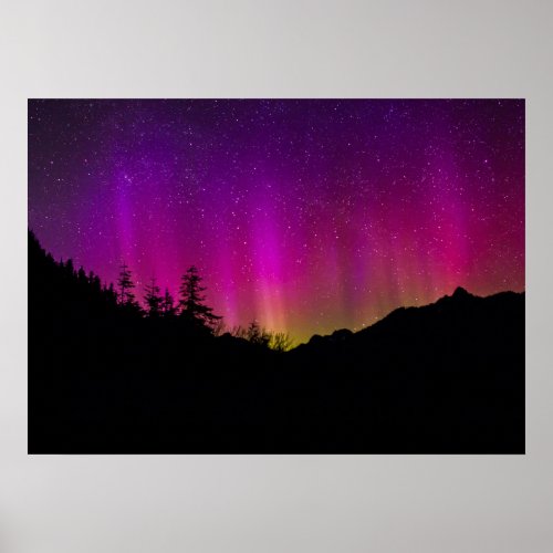 Northern Lights Aurora Borealis Starry Night Sky Poster