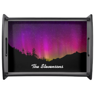 Northern Lights Aurora Borealis Starry Night Sky Serving Tray