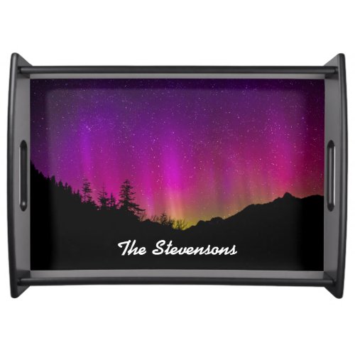 Northern Lights Aurora Borealis Starry Night Sky Serving Tray