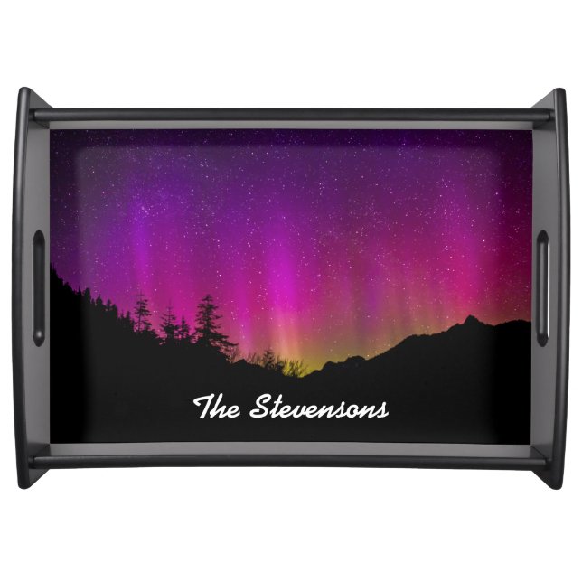Northern Lights Aurora Borealis Starry Night Sky Serving Tray (Front)