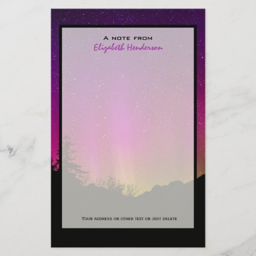 Northern Lights Aurora Borealis Starry Night Sky Stationery