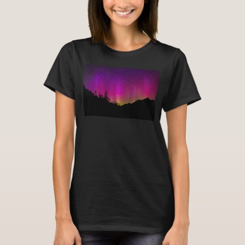 Northern Lights Aurora Borealis Starry Night Sky T_Shirt