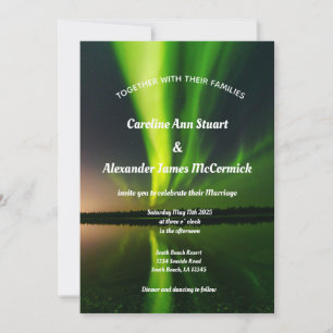 Northern Lights Aurora Borealis Stars Sky Wedding  Invitation