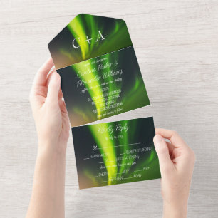 Northern Lights Aurora Borealis Wedding All In One Invitation