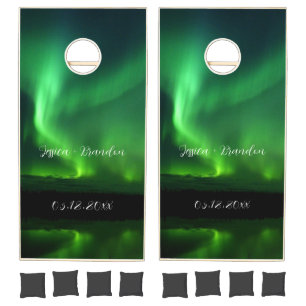 Northern Lights Aurora Borealis Wedding Cornhole Set