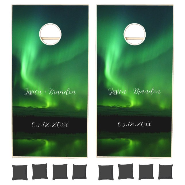 Northern Lights Aurora Borealis Wedding Cornhole Set (Set)