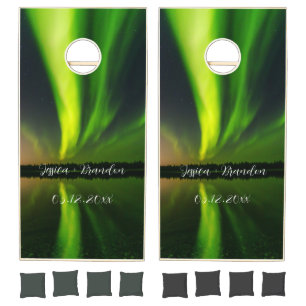 Northern Lights Aurora Borealis Wedding Cornhole Set