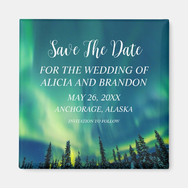 Northern Lights Aurora Borealis Wedding Magnet (Front)